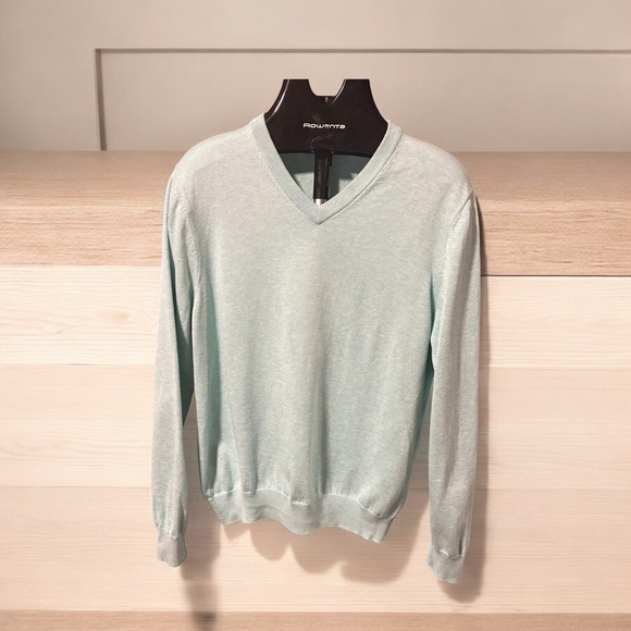 Brooks Brothers Other - Brooks Brothers Sweater Supima Cotton Knit Mens Size Medium Aqua Blue V Neck L/S